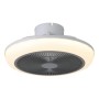 Plafoniere LED moderna t.b.t. con ventilatore integrato in bianco e grigio.