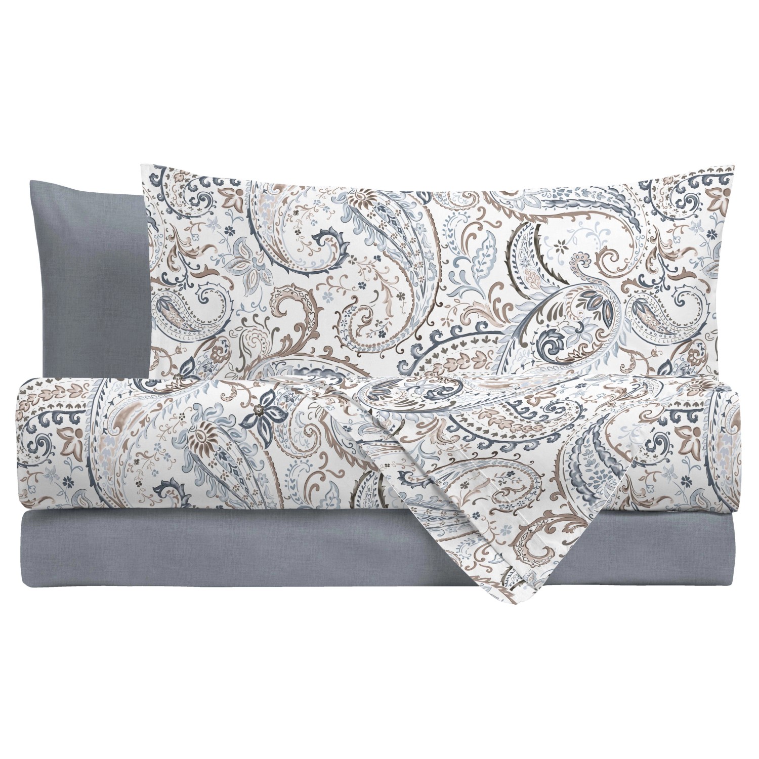 Completo Lenzuola Singolo Cotone Charmant - Lenzuolo Sotto 90x200, Sopra 150x290, Federa 52x80 - Grigio - Foto 7