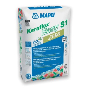 Mapei Keraflex Easy S1 ZERO, adesivo cementizio flessibile per piastrelle in ceramica e pietra naturale.