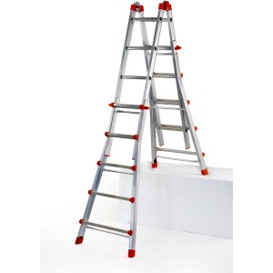 t.b.t. Scala in alluminio con dettagli rossi. Scala da costruzione versatile per casa e lavoro.