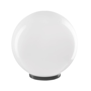 Applique da esterno t.b.t. bianca a forma di sfera per il giardino.