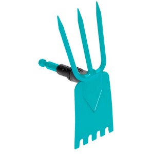 Zappa da giardino Gardena combisystem con denti e lama dentata in turchese.
