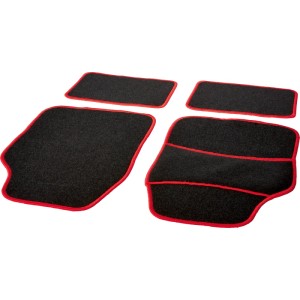 Set di tappetini interni auto t.b.t., nero con bordo rosso.