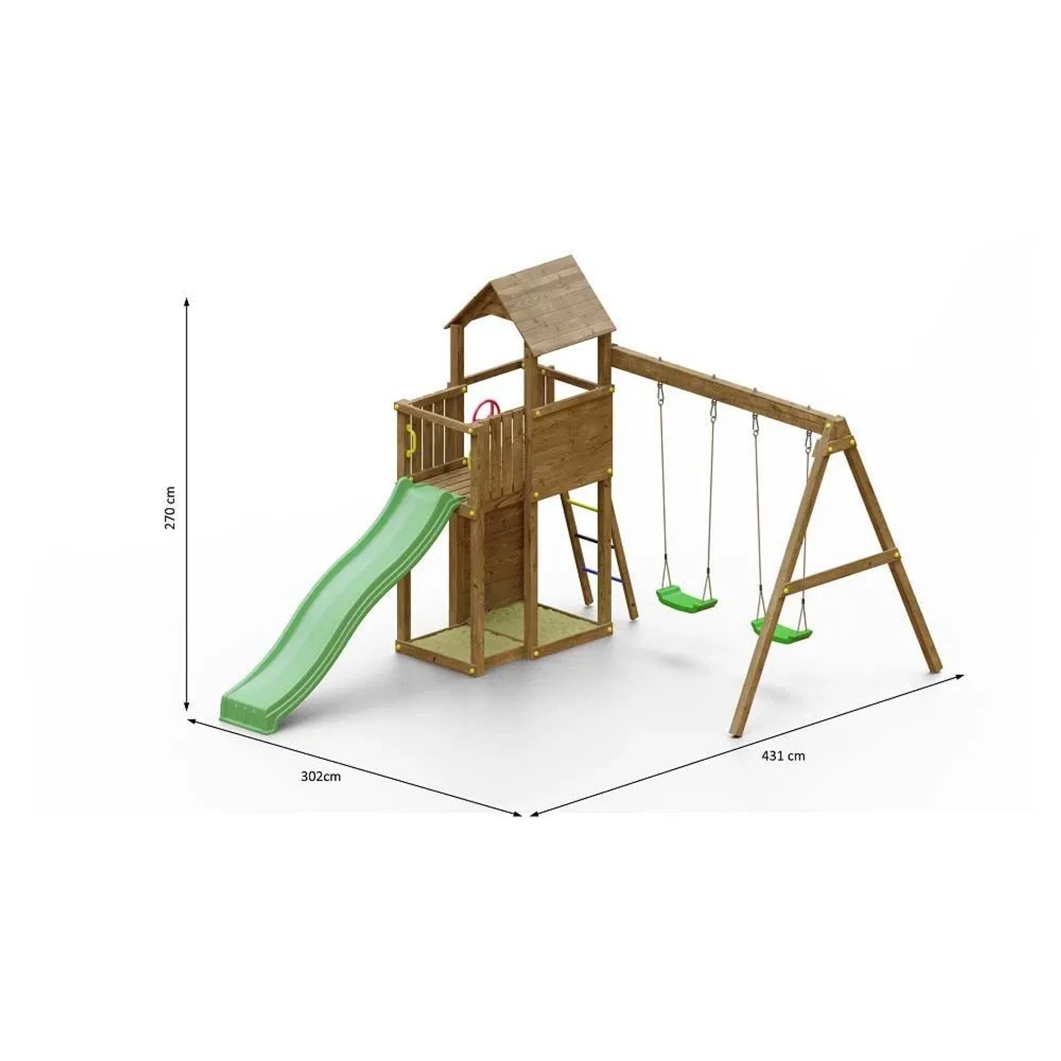Gioco da giardino Boomer 3 con scivolo e altalene 432x303xh272 cm_6