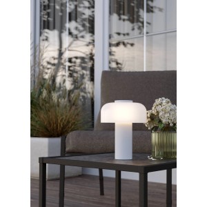 Lampada da tavolo a LED EGLO Ponente bianca per esterni, dimmerabile e senza fili, H 20cm.