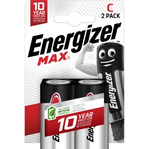 Energizer Max C Baby Batterie, confezione da 2, batterie alcaline per dispositivi di uso quotidiano.