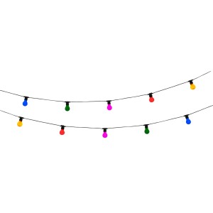 Catena luminosa con lampadine colorate per decorazioni esterne.