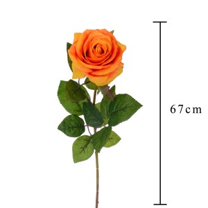 Rosa artificiale arancione (67cm) come decorazione per la casa. Categoria: Piante finte.