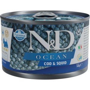 N&D Ocean cibo umido per cani con merluzzo e calamari.