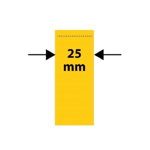 Segnaletica gialla che indica la larghezza: 25 mm. Accessorio per il trasporto.