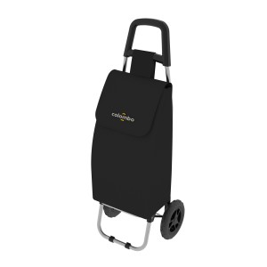 Carrello spesa nero Colombo con telaio argento e ruote.