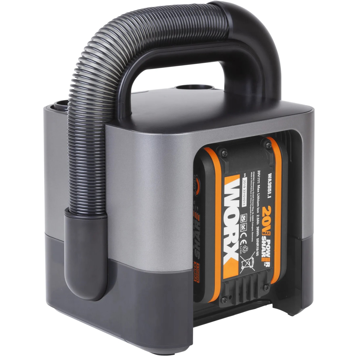 Worx WX030.9 Solo aspirapolvere a batteria, aspiratore portatile compatto (batteria non inclusa).