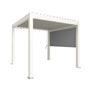 Tenda parasole Biohort 3 m bianca su tettoia per patio, regolabile manualmente in altezza.