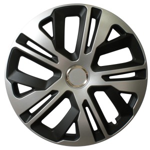 Copricerchio t.b.t. argento/nero per accessori auto.