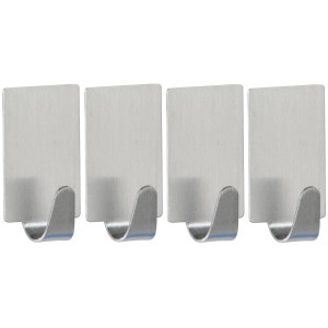Wenko ganci rettangolari, set da 4, acciaio inox opaco, per montaggio a parete in bagno o in casa.