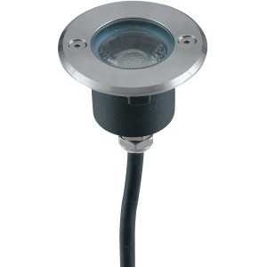 Faretto da incasso per esterno t.b.t., effetto acciaio inox.