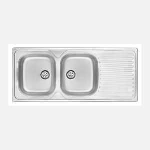 Lavello 2 vasche con gocciolatoio Idrostile Jatibonico 500x140 mm acciaio inox