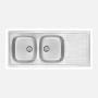 Lavello 2 vasche con gocciolatoio Idrostile Jatibonico 500x140 mm acciaio inox