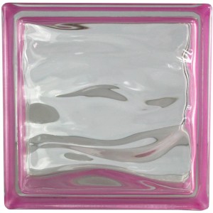 Blocco di vetro BM Aqua Reflex Ametista, 19x19x8 cm. Blocco di vetro trasparente con bordo rosa.