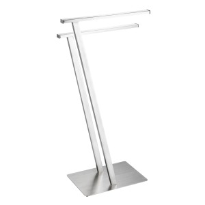 Wenko Lirio, porta asciugamani freestanding con due barre in acciaio inox satinato.