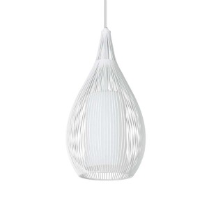 Lampadario a sospensione Eglo Razoni 3 luci L99x19xH110 cm acciaio vetro bianco