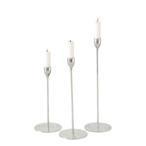 Candelieri Boltze Malte in metallo argentato, set da 3, altezza circa 23 cm, per decorazioni suggestive.