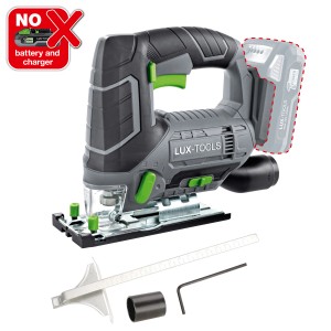 Seghetto alternativo a batteria LUX A-ST-20 (senza batteria/caricabatterie) con accessori per tagli precisi su legno, metallo e plastica.