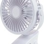 Mini ventilatore da tavolo bianco con clip, Ø 10,6 cm, per uso flessibile.