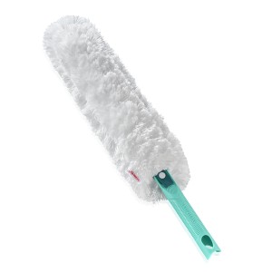 Spolverino Leifheit Superduster XL con tessuto in microfibra e manico verde.