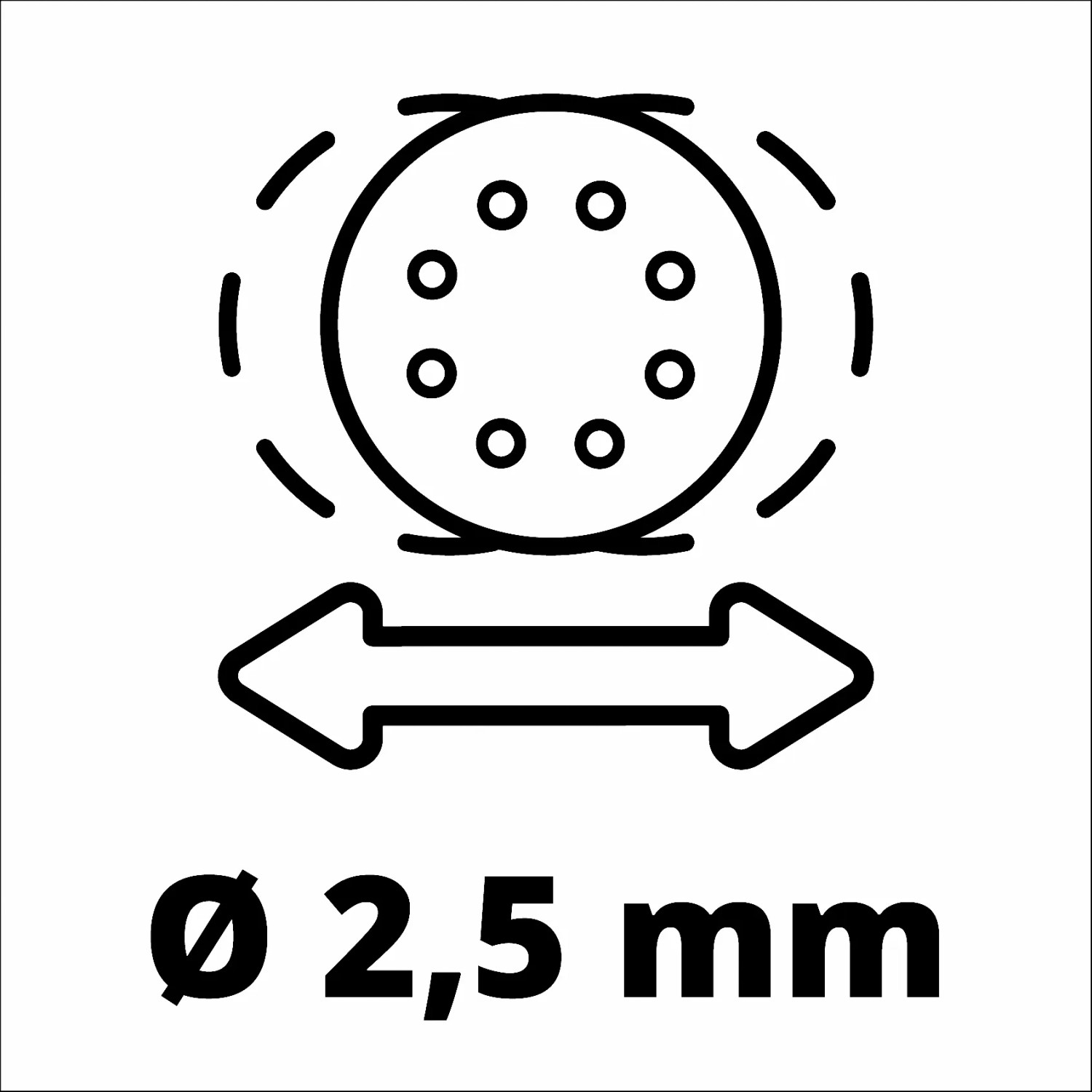 Simbolo per circuito oscillante da 2,5 mm sulla levigatrice rotorbitale Einhell TC-RS 425 E.