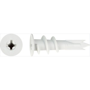 Tassello per cartongesso LUX, plastica, 14x32mm, confezione da 10. Tassello per cartongesso e pareti sottili.