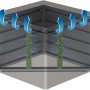 Compostiera Biohort MonAmi, grigio scuro, con tubi di ventilazione e circolazione dell'aria (frecce).