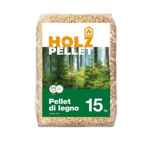 Sacco di pellet di legno, 15 kg, adatto come combustibile. Vedi descrizione prodotto per dettagli.