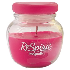 Candela profumata in vetro magnolia con tappo ermetico 80 gr