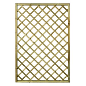 Traliccio da giardino in legno con design quadrato.