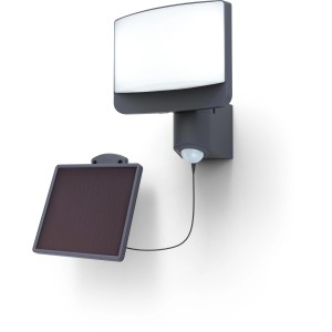 Lutec Sunshine LED lampada da parete solare, luce esterna antracite con sensore di movimento e pannello solare.
