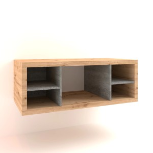 Mobile bagno t.b.t.: Mensola sospesa effetto legno con scomparti grigi.