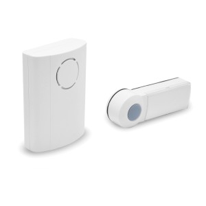 Campanello senza fili t.b.t. bianco con ricevitore e trasmettitore.