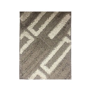 Tappeto da bagno t.b.t. con motivo geometrico in grigio e beige.
