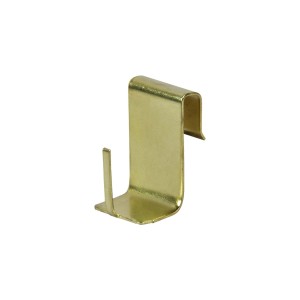 Gancio color oro per fissare bastoni per tende a vetro.