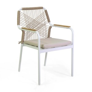 Sedia da giardino con cuscino beige Dean in alluminio bianco 56x62x85 cm