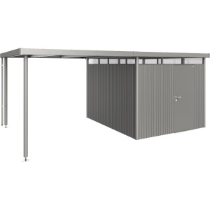 Tetto laterale Biohort taglia L, grigio quarzo metallizzato, per casetta HighLine H5, con pluviale.