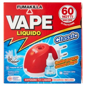 Vape Classic Antizanzare: Diffusore elettrico antizanzare con liquido, fino a 60 notti.