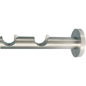 Supporto per bastone per tende Mydeco, doppio, effetto acciaio inox, per aste da 2 cm.