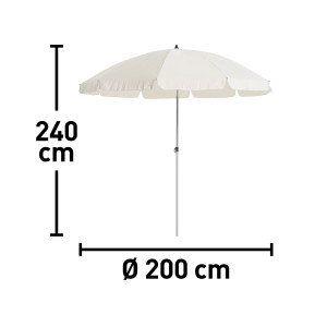 Ombrellone t.b.t., Ø 200 cm, altezza 240 cm, per giardino o balcone.