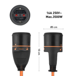 Avvolgicavo t.b.t., con dettagli su dimensioni e prestazioni (16A, 250V, max. 3500W).