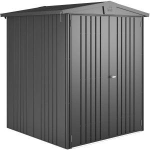 Casetta da giardino in metallo Biohort Europa, grigio scuro metallizzato, 2,4 m², con porta.