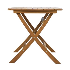 Tavolo da giardino quadrato pieghevole in legno, ideale per balconi e terrazze.