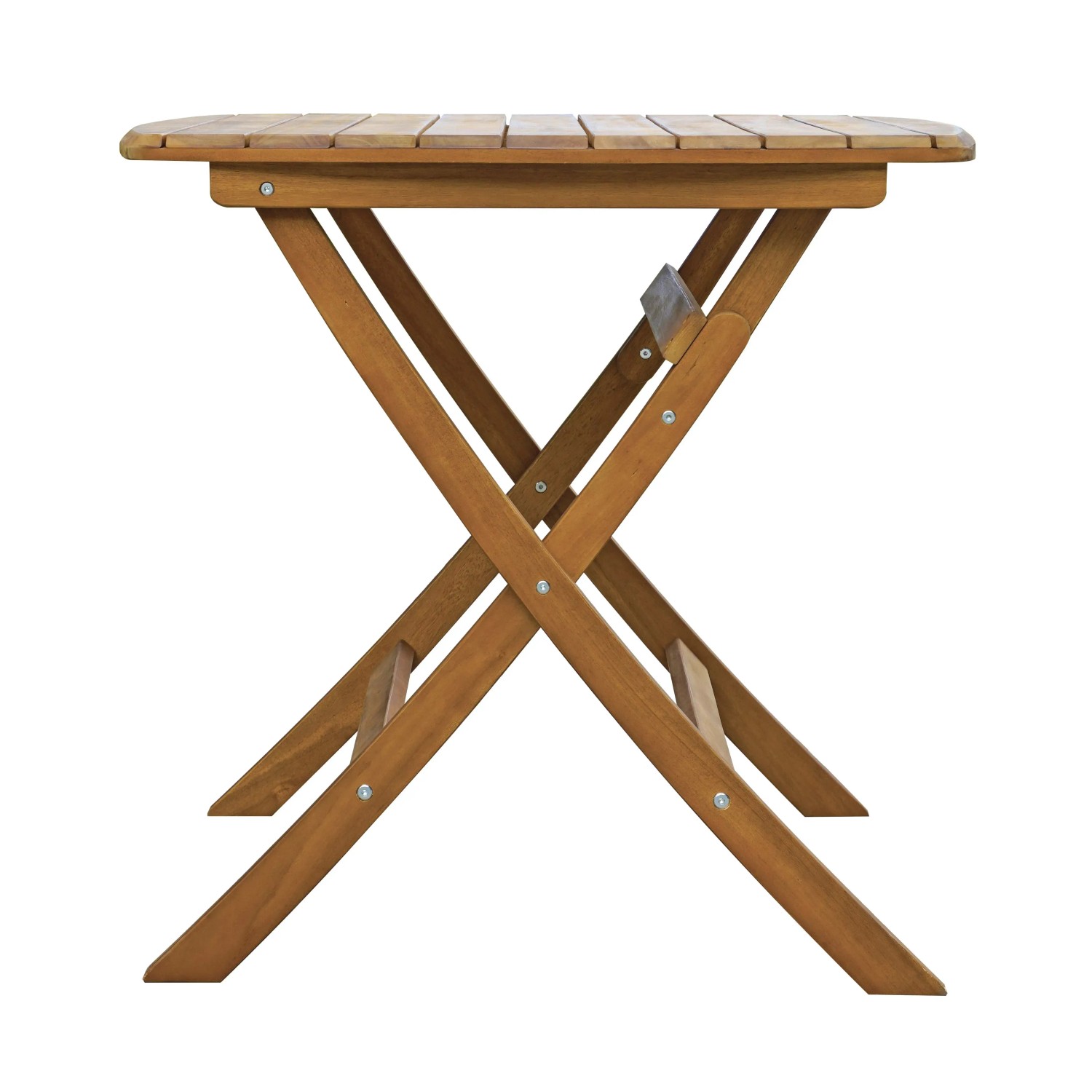 Tavolo da giardino quadrato pieghevole in legno, ideale per balconi e terrazze.