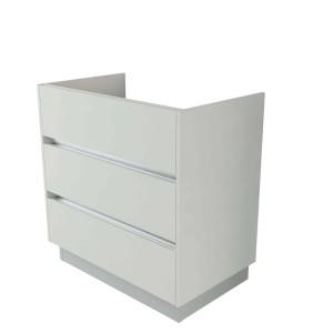 Mobile bagno sospeso bianco con tre cassetti per arredobagno.